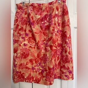 Talbots Red and Pink Floral Skirt